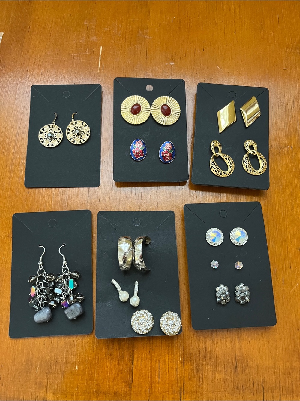 Gold and Mixed Tone Women's Earring Set - 12 Pairs
